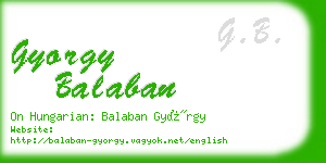 gyorgy balaban business card